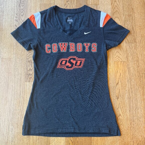Nike Oklahoma State Cowboys Top Gray V-Neck Size Small - Picture 1 of 9